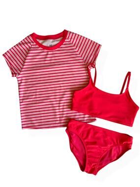Gap Kids Rash Guard Swimsuit Three-Piece Swim Set Girls Medium 8